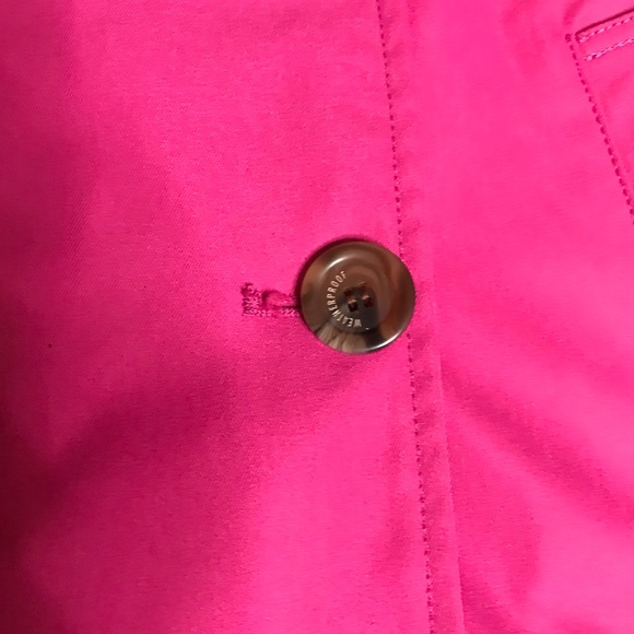 New Bright Pink Double-Breasted Trench Coat w/ Striped Lining – Women’s Small - Picture 7 of 12